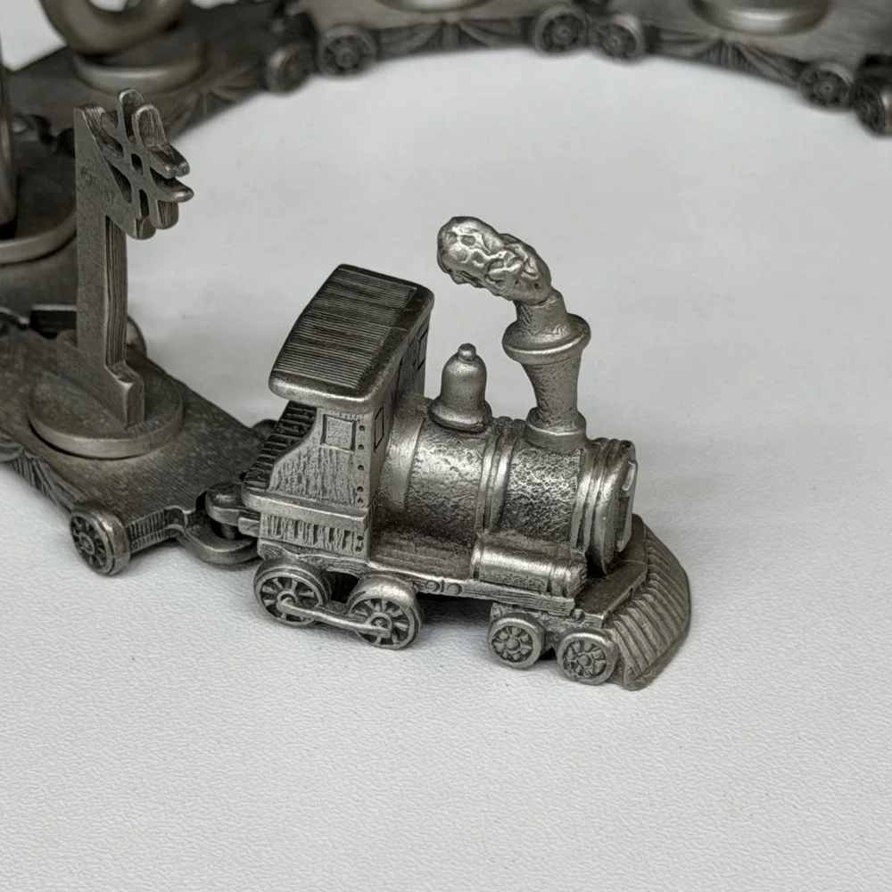 Fort Pewter Vintage #1 Golfer Miniature Train Set Collectible Desk Decor 9pc